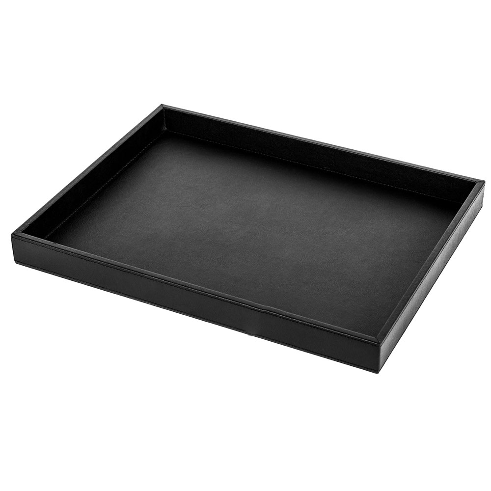 Silwy Metal Serveringsbakke med Læderlook - Magnetisk Funktion