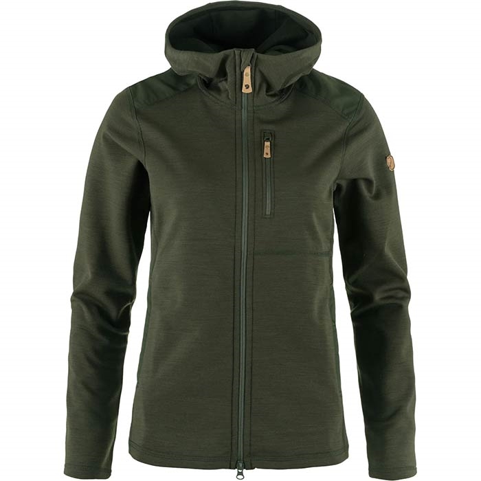 Fj? Llr? Ven Keb Fleece Hoodie Kvinder   Damer Deep Forest L   Fleecejakker Og Softshell