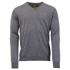 Sussex V Neck Merino Sweater     Overcast