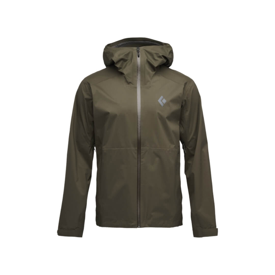 Regnjakke til herre - Black Diamond Fineline Stretch Rain Shell - Mørkegrøn