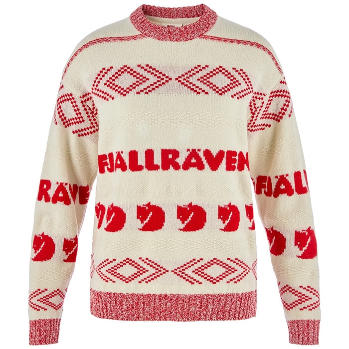 Fj? Llr? Ven Jacquard Knit Kvinder   Damer Chalk White True Red L   Trøjer