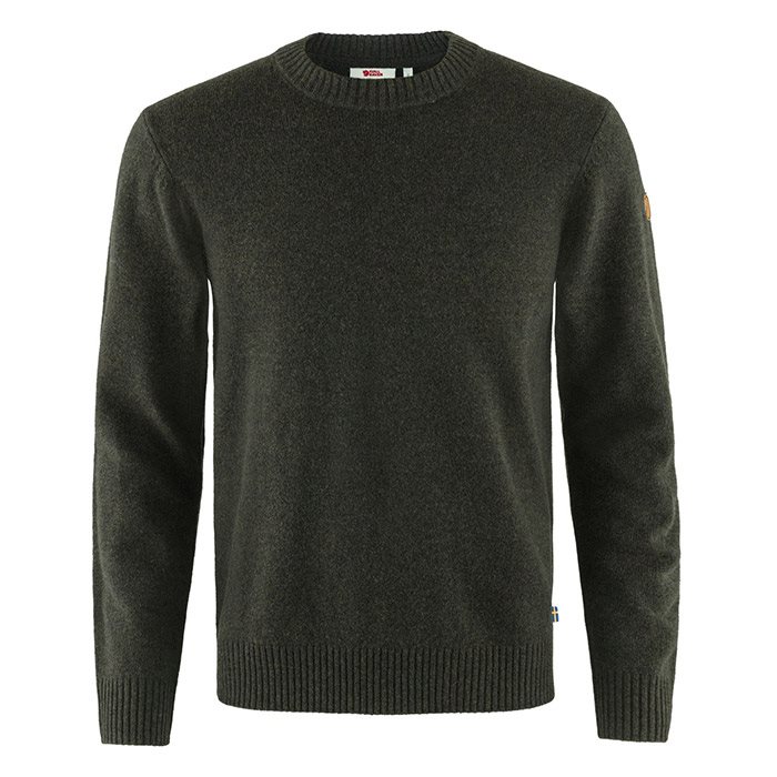 Fj? Llr? Ven ? Vik Round Neck Sweater Herre   Mænd  Uld Dark Olive Xl   Trøjer