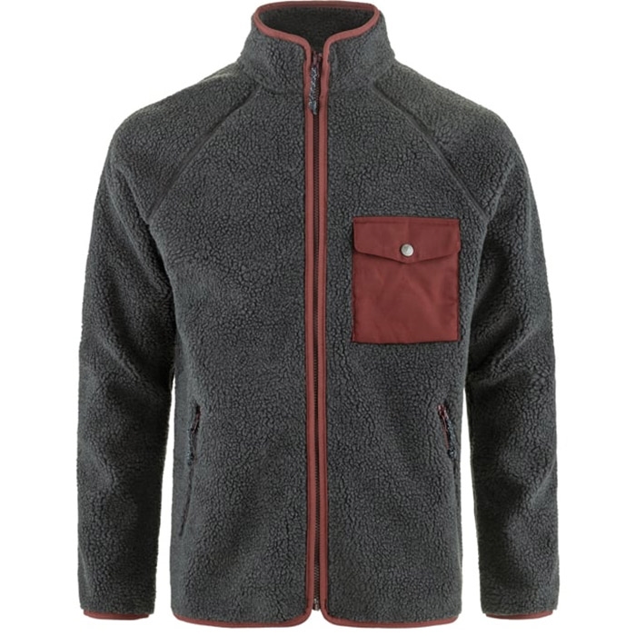 Fj? Llr? Ven Vardag Pile Fleece Herre Mænd Dark Grey Maroon Xl Fleecejakker