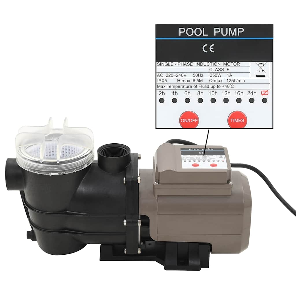Poolpumpe Med Timer   Hk   L T  Sort