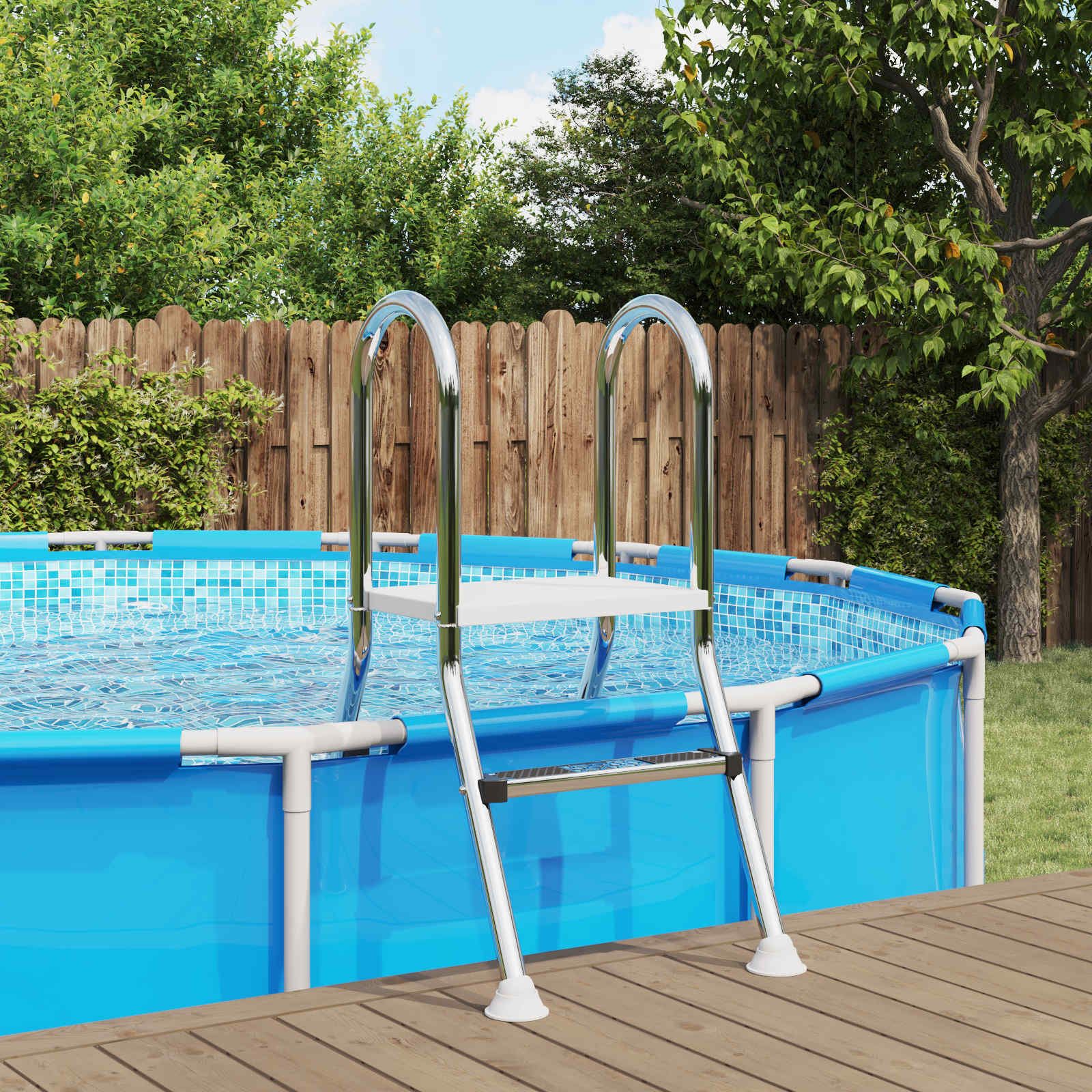Poolstige Til Delvist Nedgravet Pool   X   Cm  Trins